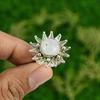 Rainbow Moonstone Gemstone Promise New Flower Stackable Ring Jewelry 925 Silver