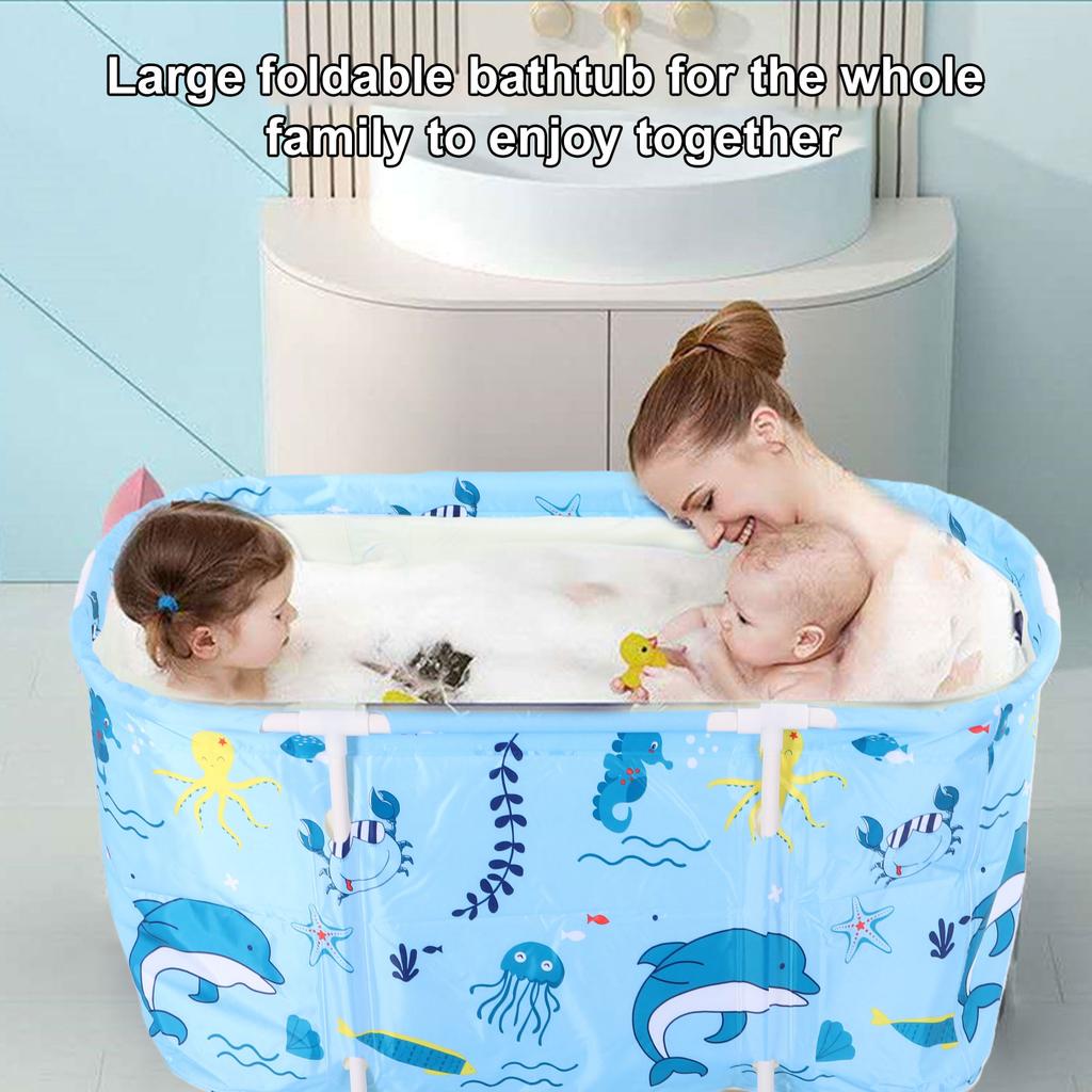 Portable Bathtub Foldable Freestanding Bathtub Soaking Tub Shower Stall Tub Bathroom Folding SPA Bath 1.2m Square