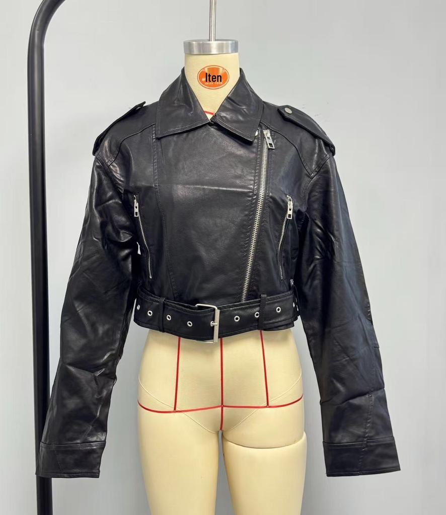 Women's Faux Leather Bomber Jacket - European & American Fashion for All Seasons