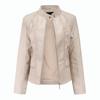 Women Faux Leather Biker Jacket Ladies Stand Collar Zip Coat Outwear