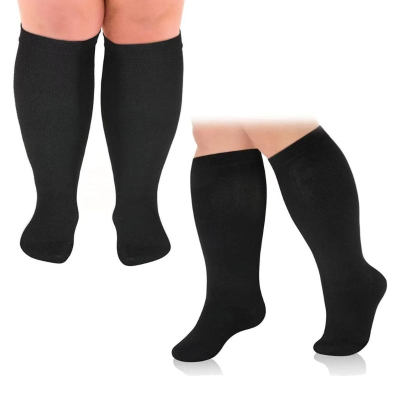 Large Size Compression Stockings for Men and Women Cycling Pregnancy Prevent Swelling Stretchy Calf Knee High Socks