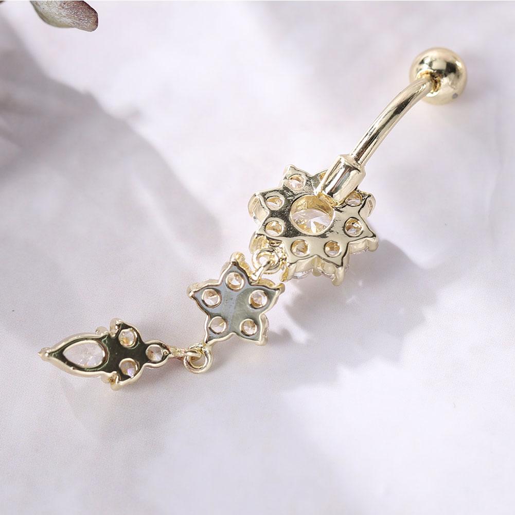 Flower Shaped Anti allergy Copper Belly Navel Plating Body Piercing Jewelry Gold