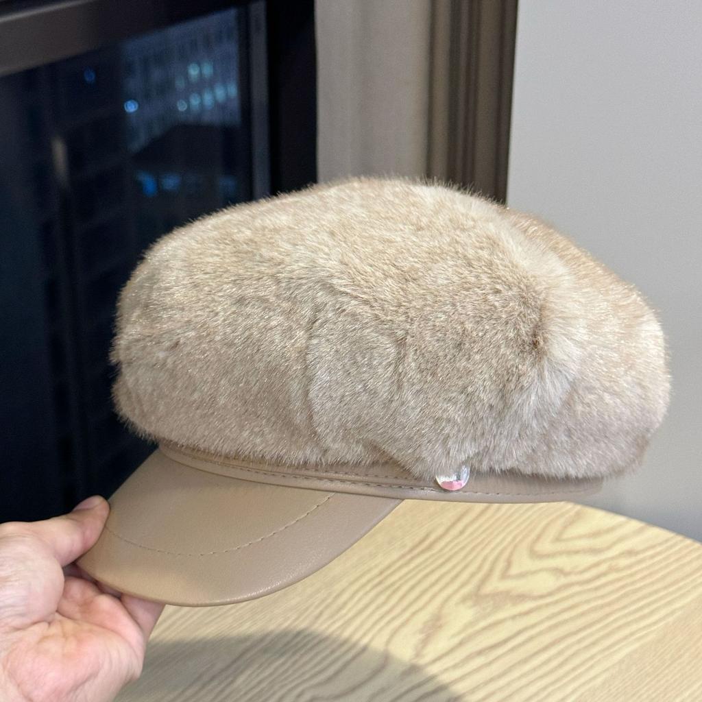 Brim Beret Women's Autumn and Winter Fashionable and Versatile Octagonal Newsboy Hat with A Small Temperament