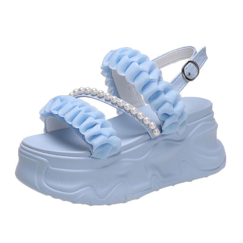 Mode Zomersandalen 8CM Sleehak Sneakers Vrouwen Candy Strand Slippers Hoog Platform Casual Sandalen Ademende Wandelslippers