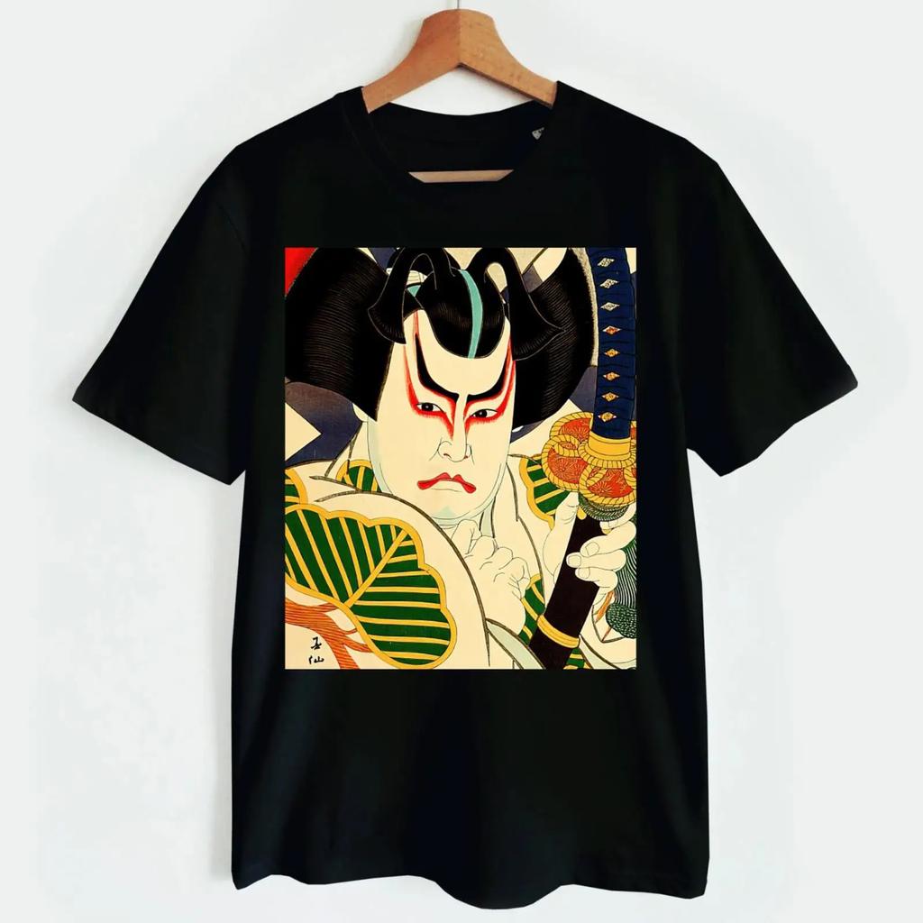 Retro Samurai T Shirt Kabuki Theater Actor Japanese For Unisex And Unisex Vintage Designer Clothes Breathable Slightly Soft