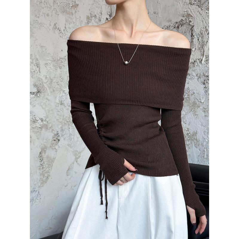 

Orange Zhi One-Shoulder Soft Knit Sweater - Early Autumn Women s Niche Design 903-1.