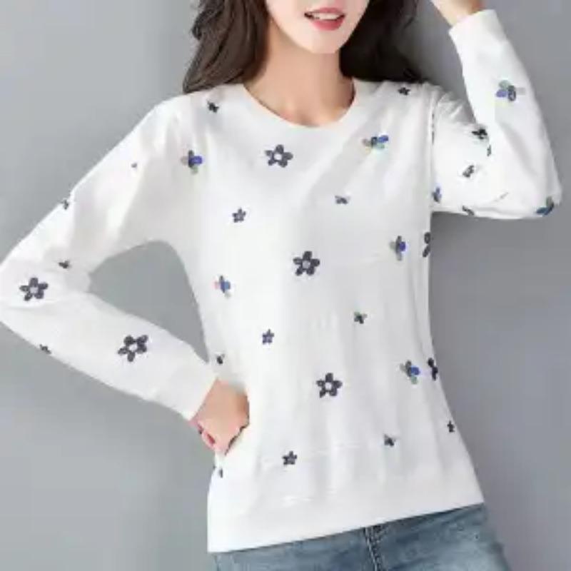 

Korean Slight Strech O-Neck Spring Summer T-Shirts Pure Cotton Plus Size Loose Printing Women s Clothing Skin Friendly Patchwork XXXL синій