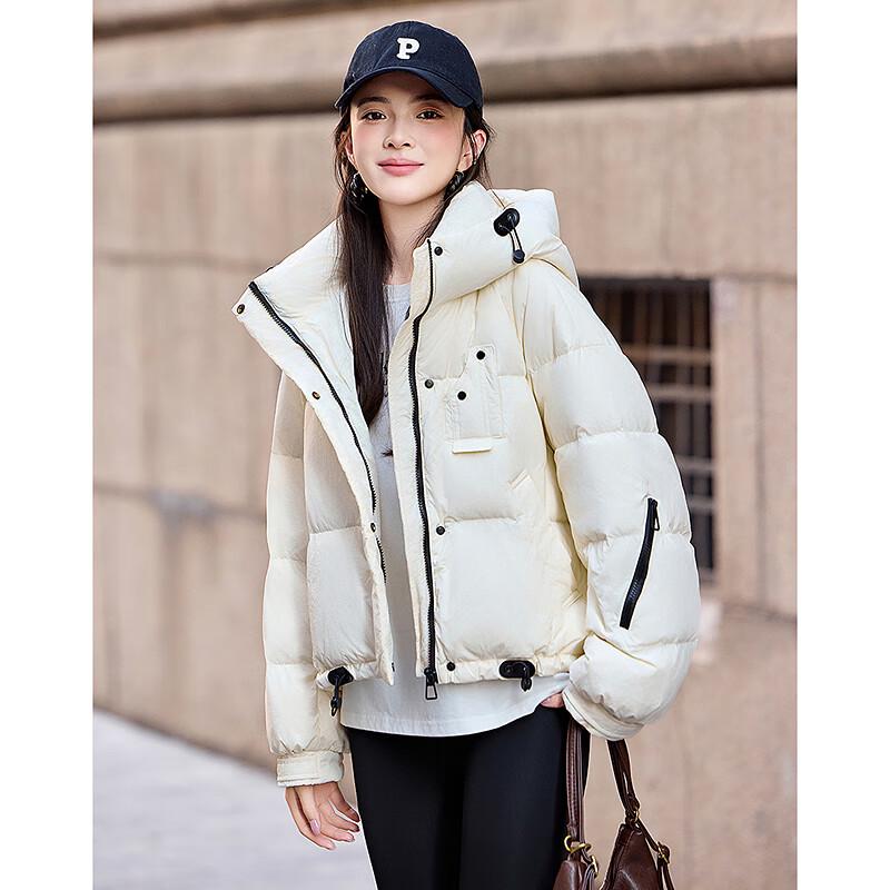 

Женский простой элегантный короткий пуховик с капюшоном S