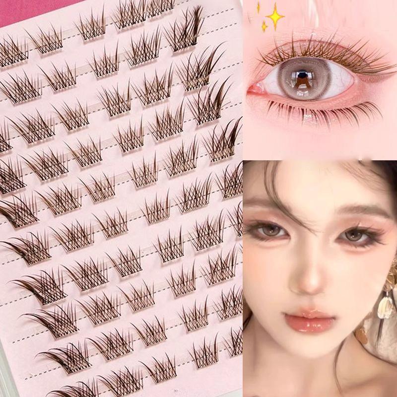 No Need Glue Fox Eye Effect Fluffy False Eyelashes Self-Adhesive Reusable Diy Segmented Thick Winged Lash Extension Daily Use