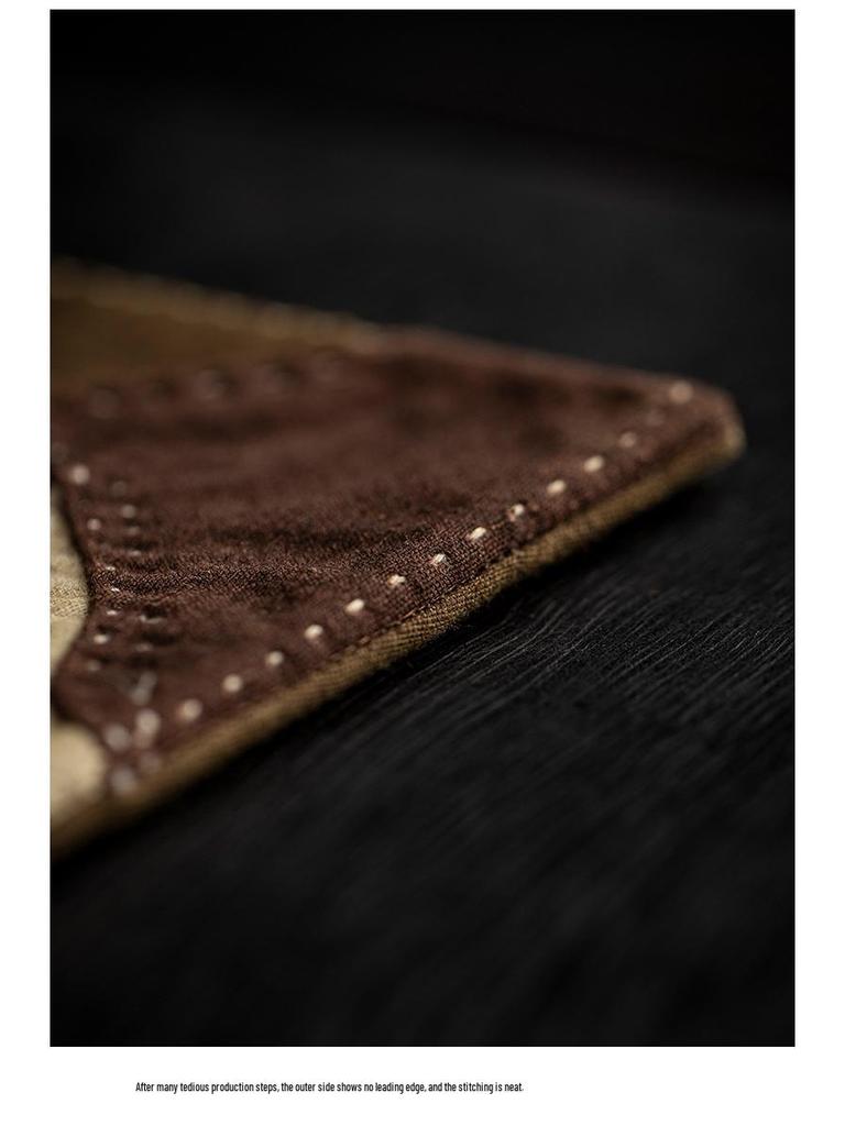 Miao Zhu Xuan Handcrafted Plant-Dyed Bamboo Linen Tea Mat - Retro, High-Grade, Heat-Insulating.