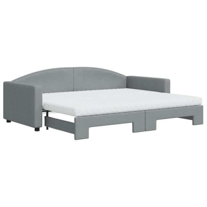 VidaXL Lit de jour avec gigogne et matelas gris clair 90x200 cm tissu 3197206