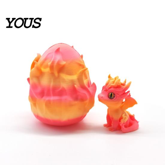 Holiday Party Favors 3D Printed Dragon with Egg, Colorful Gradient Baby Figurine, Creative PLA Plastic Decor Collectable Small Toy for Kids,