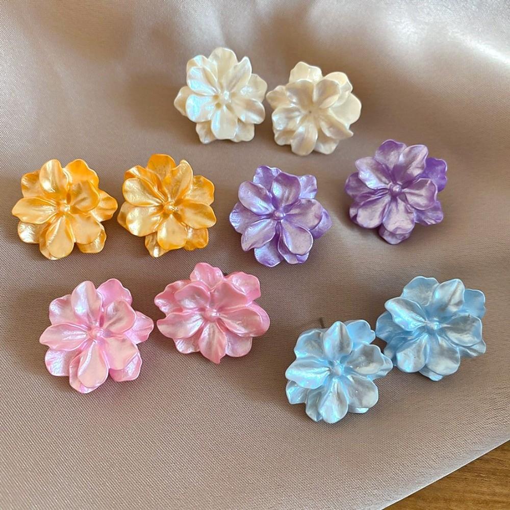 5 Pairs Floral Flower Ear Studs Set Acrylic Korean Style Earrings  Girl Gift