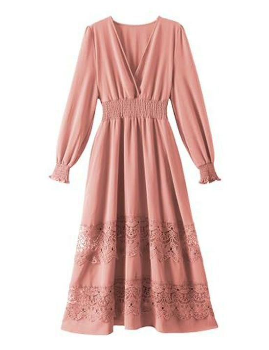 Elegant French Fashion V-Neck Lace Dress: Sexy, Waist-Cinching, Slim-Fit, Ruffled Long Skirt