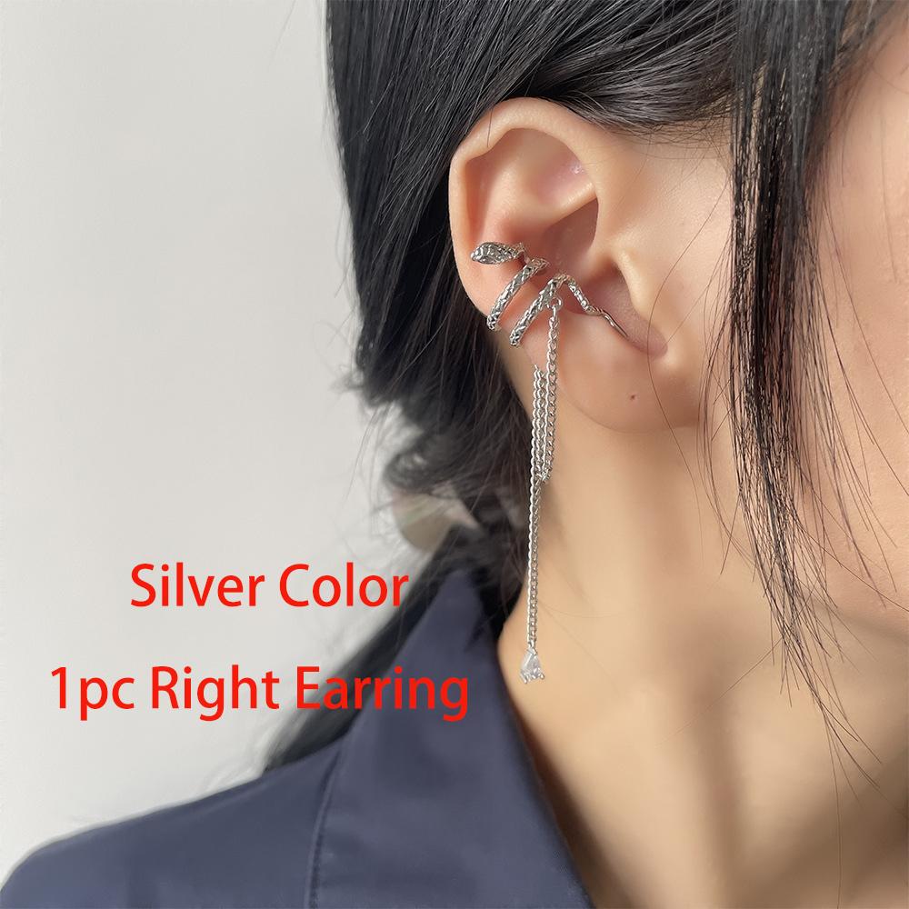 1pc Ear Cuffs Fake Piercing Earrings For Girls Long Chian Tassel Ear Clip Snake Butterfly Women's Jewelry New Ins Fashion EF117