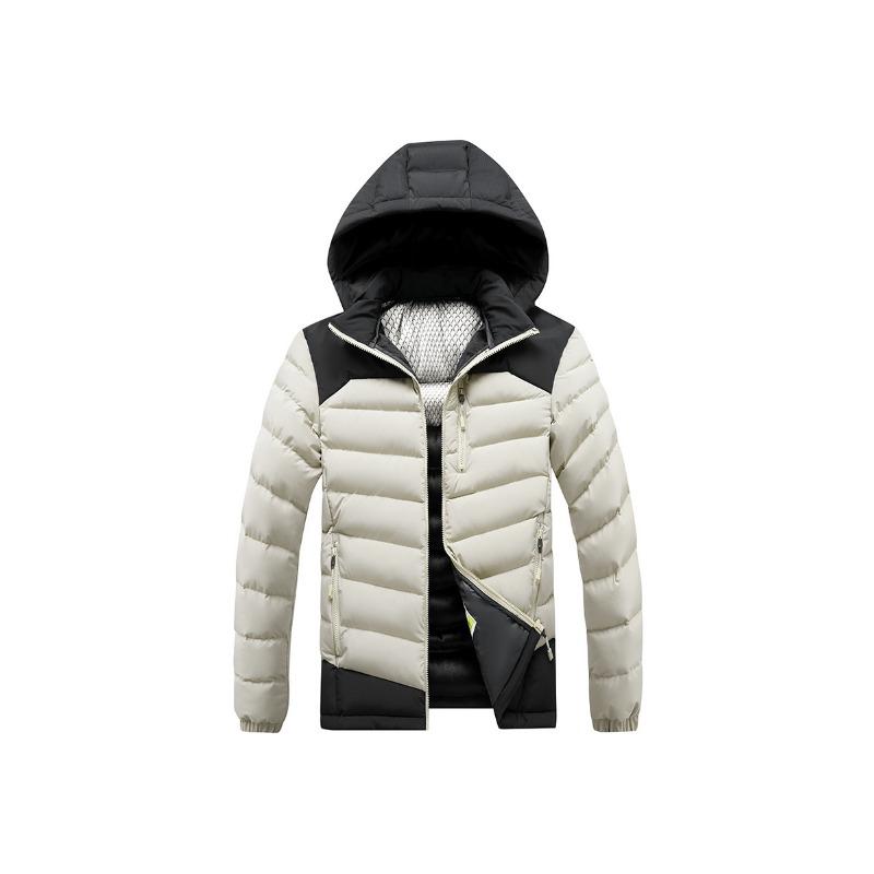 Lightweight Ribs and Cotton Jacket for Men's Winter Graphene Removable Cap Thickened Contrast Jacket for Men
