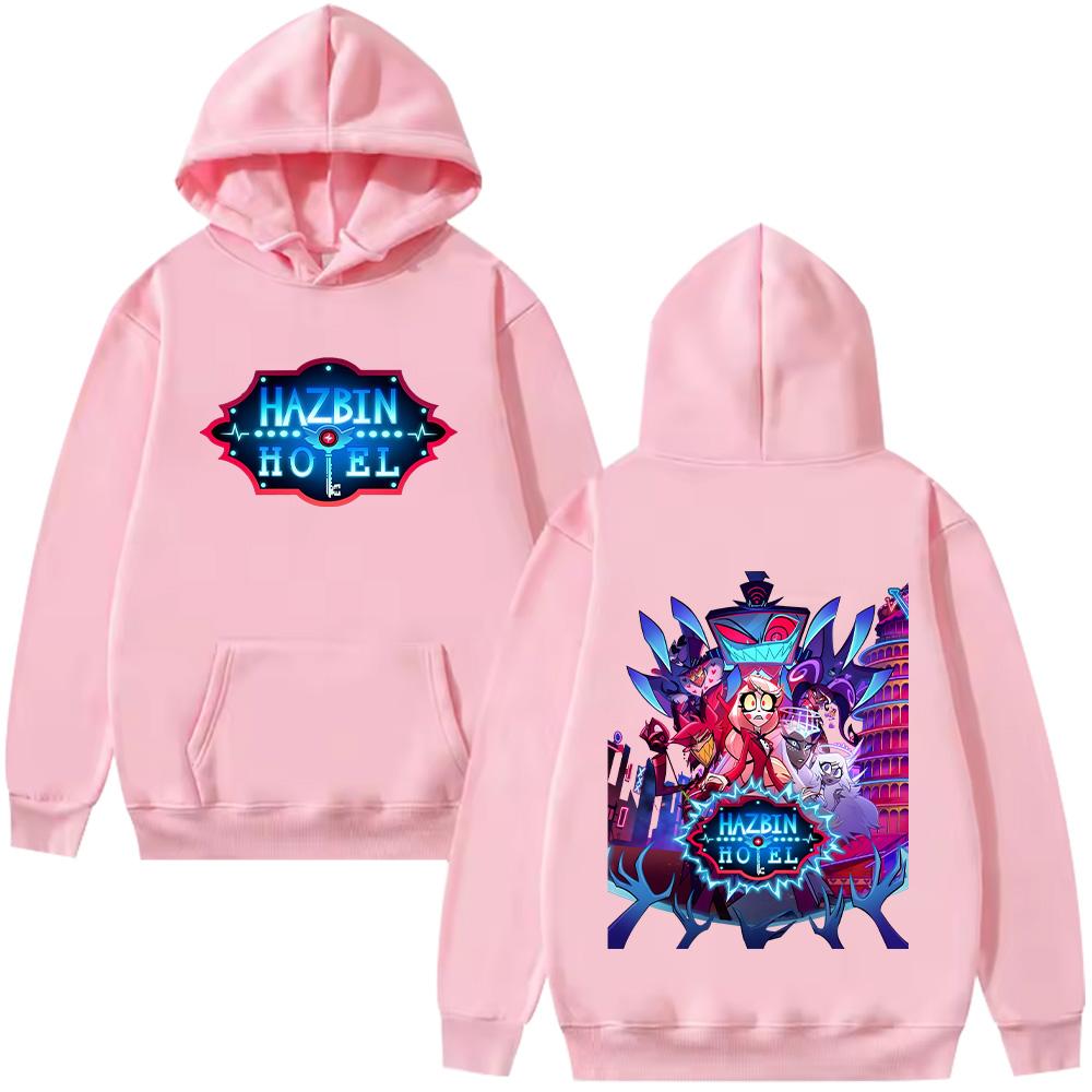 HazbinHotel 2 Cartoon Print Hoodie Men Fashion Anime Aesthetic Sweatshirt Fall Women Casual Harajuku Streetwear Pullover HipHop