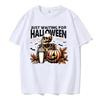 JUST WAITING FOR HALIOWEEN Halloween T Shirts PumpkinCandyBonesSkeletonfunny Halloween Costume Cotton Shirt Graphic T Shirts