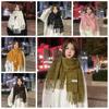 Solid Color Plaid Wool Scarf Cashmere Shawl Long Shawl Elegant Winter Cashmere Scarves  Student