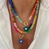 Colorful Rainbow Beaded Necklace Bohemian Choker Necklace New Flower Pendant Necklace  Women