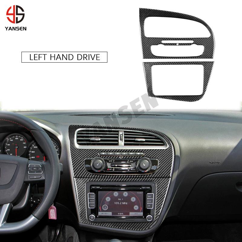 sdbn7 Car Instrument AC CD Panel Carbon Fiber Sticker For SEAT Leon 2005 2006 2007 2008 2009 2010 2011 2012 Interior Accessories