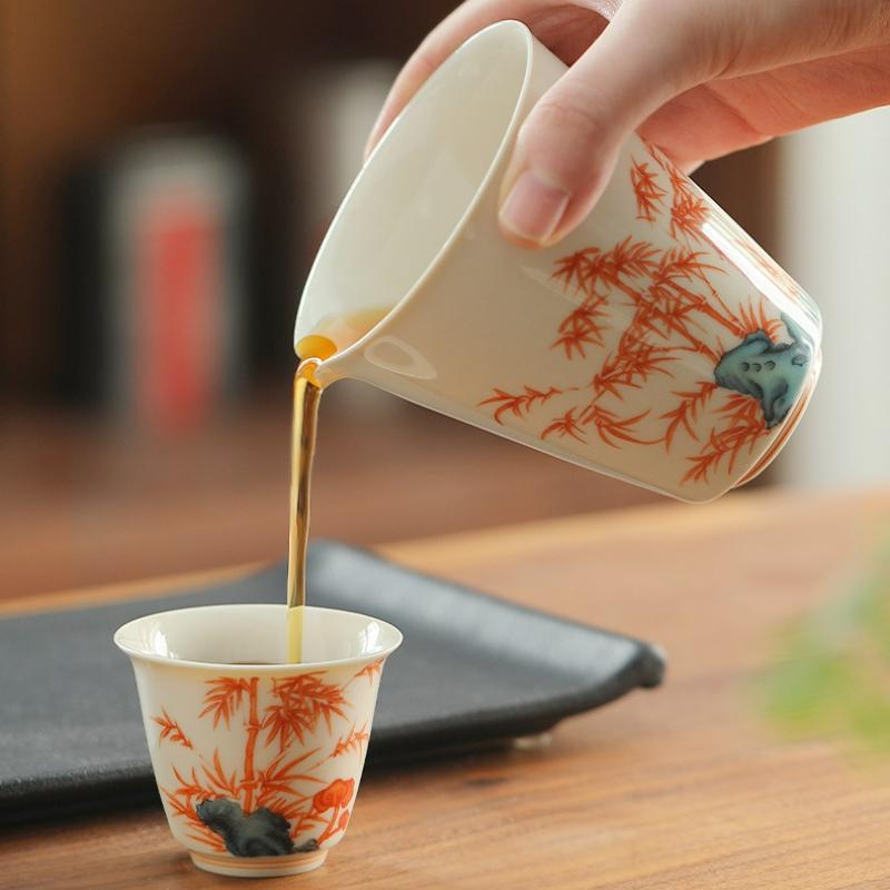 Chinese Ceramic Teacup Personal Master Cup Gaiwan Household Kung Fu Teacups Retro Teaware Justice Cup Tea Set Accessories New