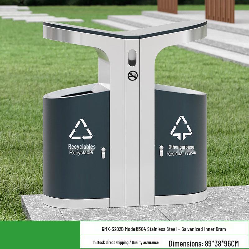 JPHZNB Outdoor Stainless Steel Large Capacity Trash Can