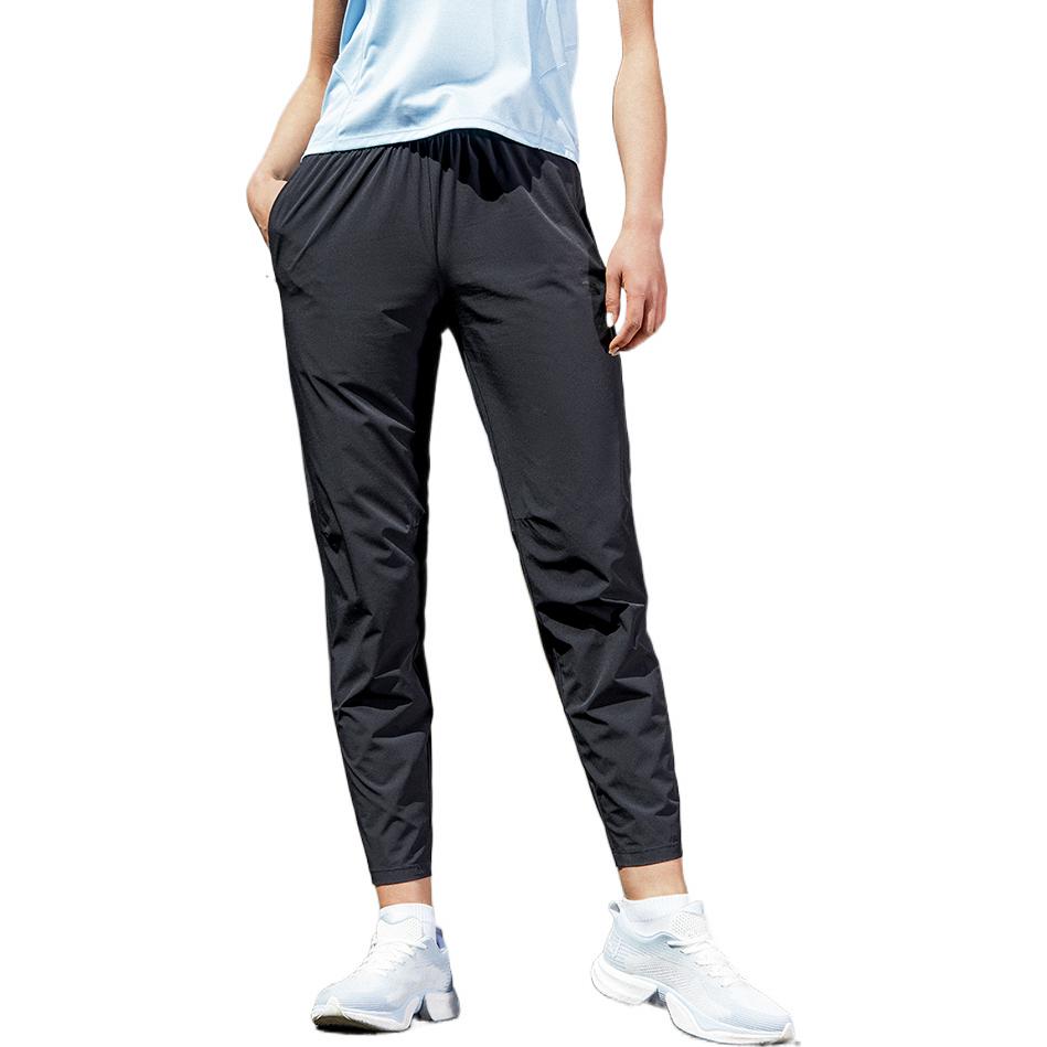 Anta Solid Color Logo Elastic Drawstring Sports Pants Women Bottoms Black 162225501-1