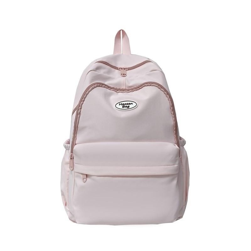 

University Color Solid Backpack Polyester Material Adjustable Straps Cushion Pink Pendant