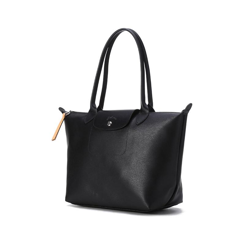 Longchamp Le Pliage City 28 Zipper Long Handle Eco-Friendly Coated Canvas Dumpling Bag Tote Shoulder Bag Medium Women Bags Black 2605HYQ001