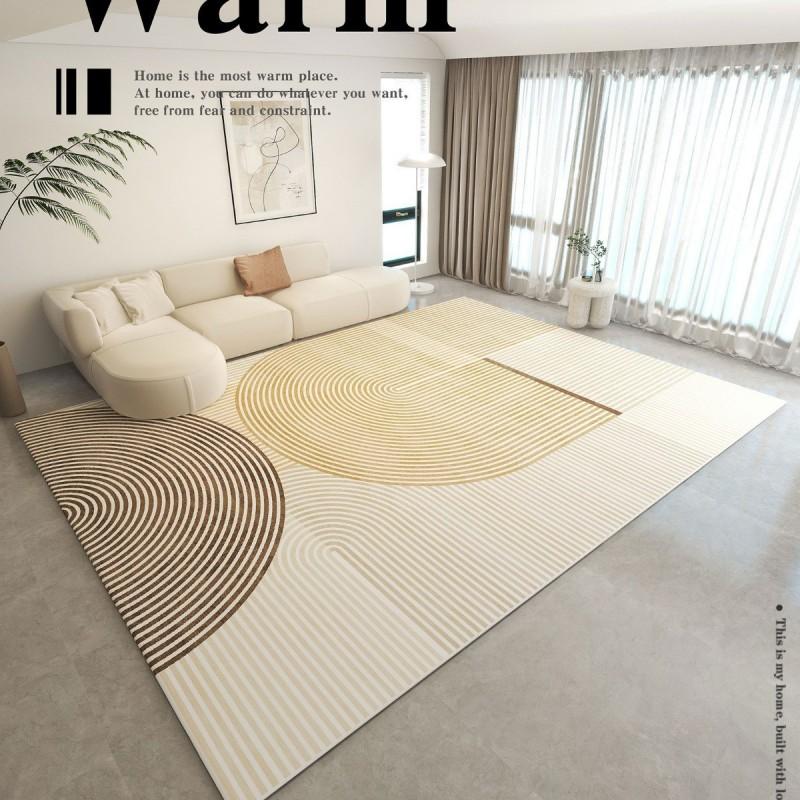 Modern Creamy Minimalist Area Rug Living Room Bedroom Soft Plush Loop Pile Non-Slip Floor Mat Easy Care