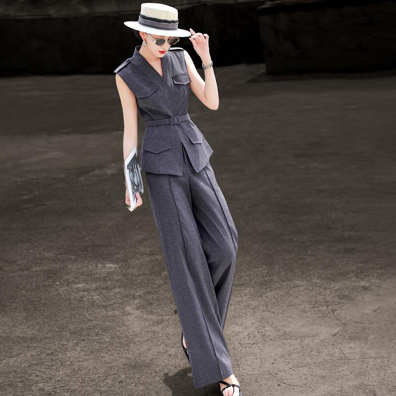 

Lanseer V-Neck Sleeveless Linen-Look Two-Piece Set M