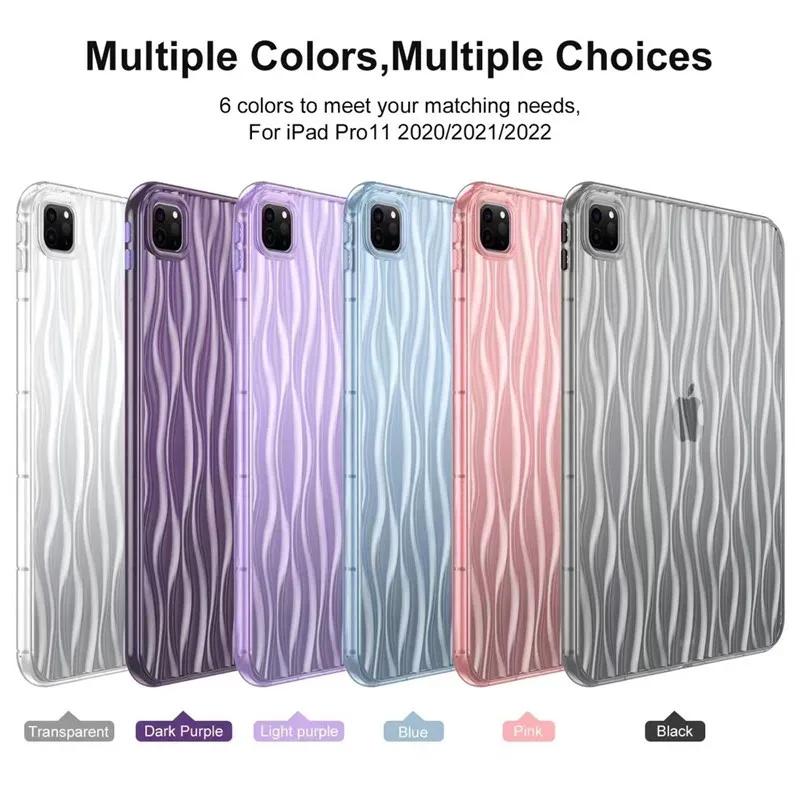 For IPad Case 7th 8th 9th 10th Generation Air 3rd 4th 5th Pro 11 Inch Mini 6 Tablet Cover Cases Wave Texture Transparent Soft