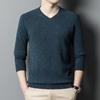 Herrtröja med V-ringning och argylemönster i ull - Maskintvättbar, Förtjockad för värme, Långärmad, Höst/Vinterkollektion