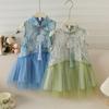 Girls' Chinese-Style Printed Summer Dress With Auspicious Phoenix Design Cool Mesh Cheongsam Dress