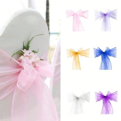 10 adet Organza Sandalye Kuşakları Düğüm Bantları Sandalye Fiyonkları Düğün Partisi Ziyafet Etkinliği Kır Düğünü Sandalye Dekorasyonu İçin