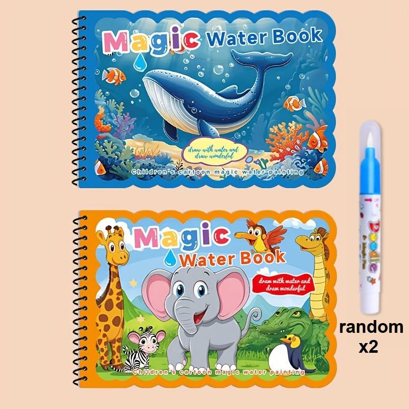 2pc Reusable Water Coloring Books,Portable Educational Art Activity with Underwater Marine Life Designs,Improve Color Perception
