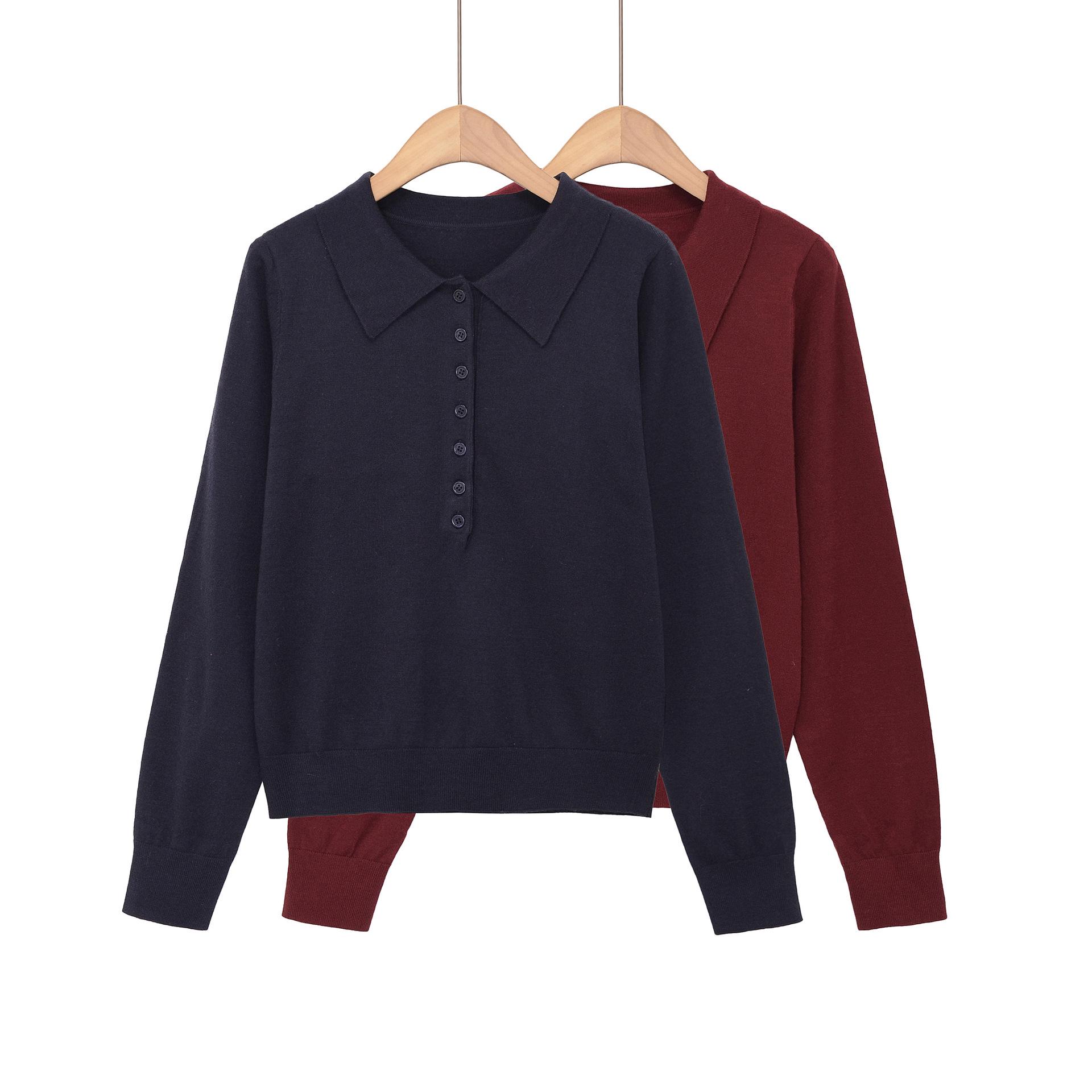 

Women s Casual Polo Neck Knit Sweater - European & American Style L чёрный