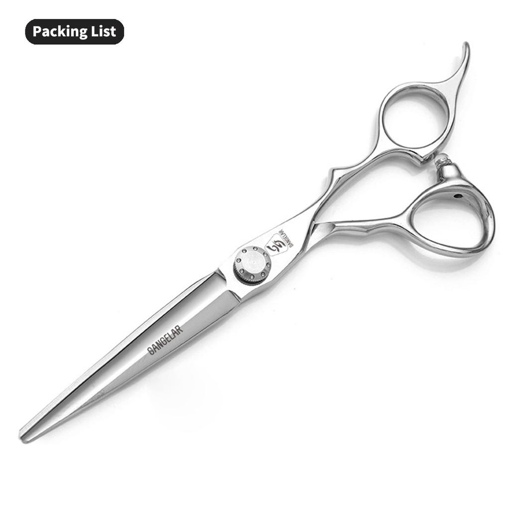 SANGELAR 6.5 Inch Hair Scissors Silver Professional Hairdressing Salon Barber Tools Professional Hairdressing Scissors Hair Grooming