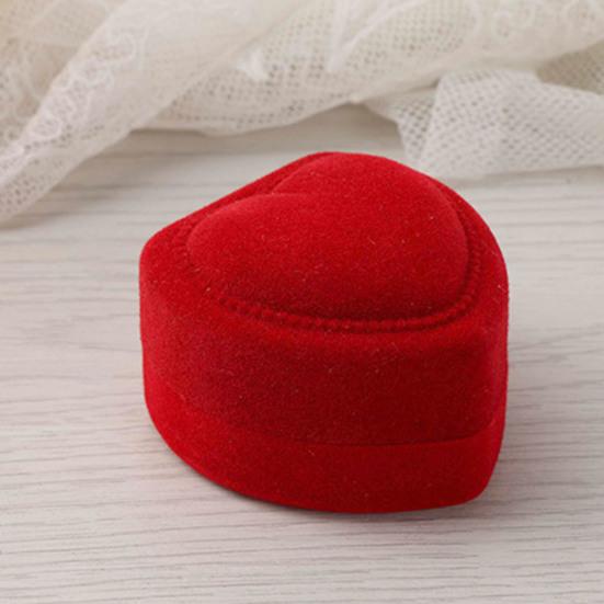 Ring Storage Box Exquisite Flocking Heart Shape Gift Jewelry Organizer for Engagement