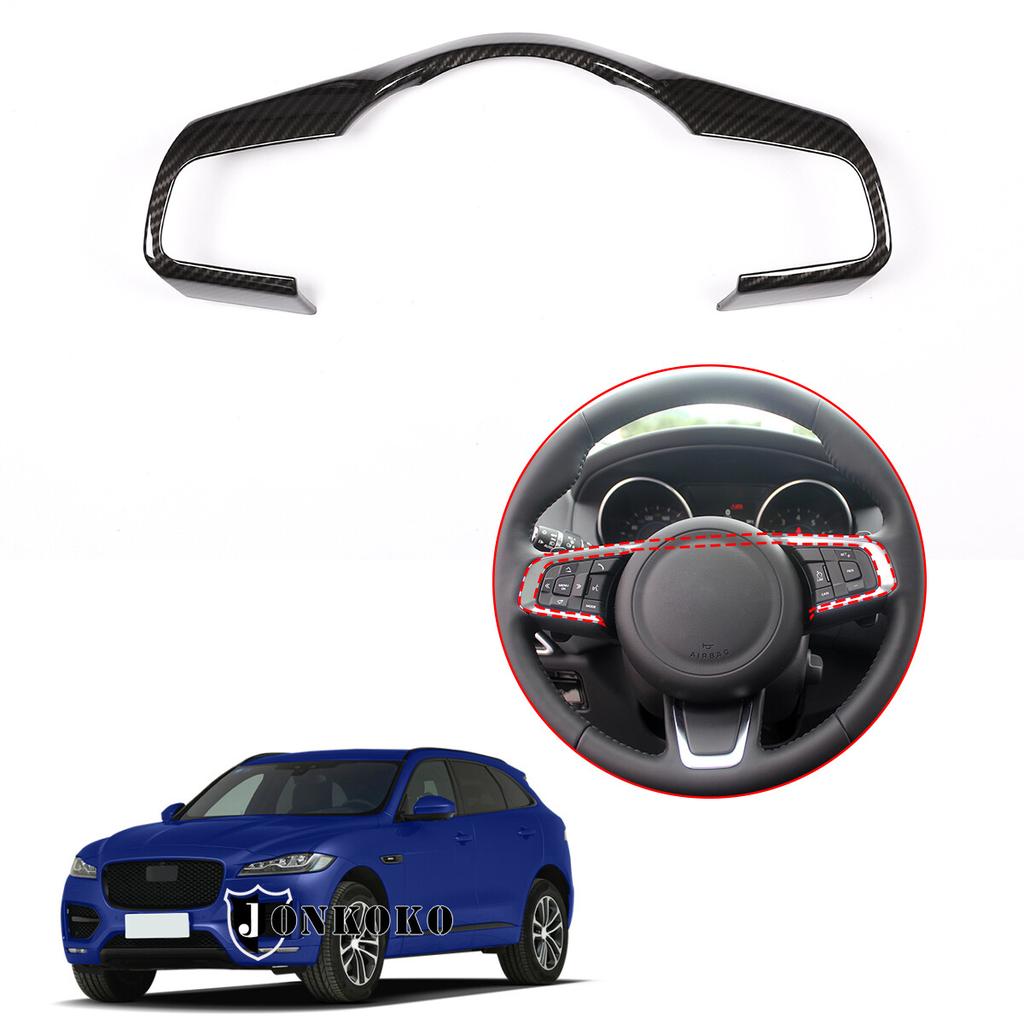 For Jaguar F-Type Carbon fiber ABS Steering Wheel Button Frame Cover Trim 15-21