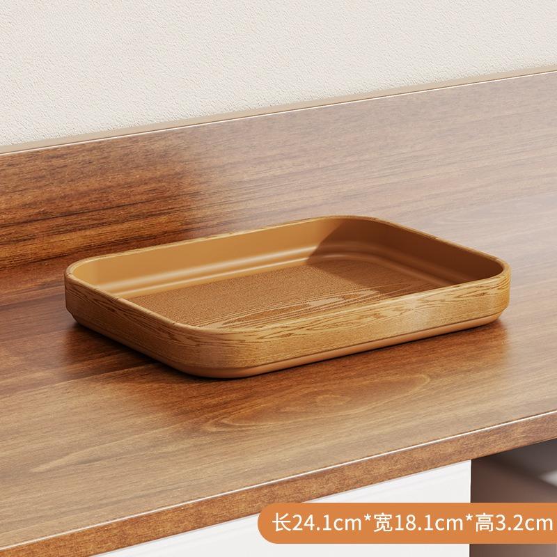 Multi-Purpose Extra-Thick Wood Grain Rectangular Trays - Serving Plates for Home Dining Table, Restaurant & Commercial Catering
