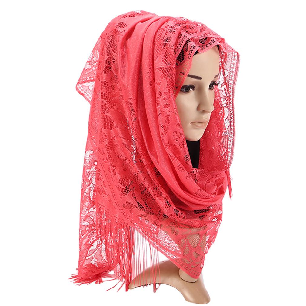 60x170cm Lace Fringe Hijab, Headscarf Shawl for Women