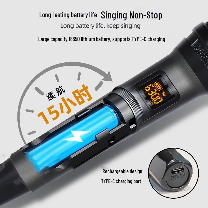 Universal UHF Dual Wireless Charging Microphone for Stage, KTV, Home, or Outdoor Use - 50m Range