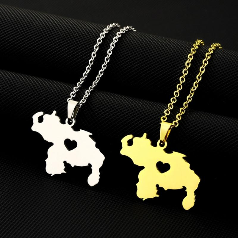 Venezuela Map Flag Pendant Necklace Country Outline Clavicle Chain Choker