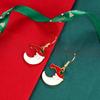 Cute Santa Claus Shape Drop Earrings Gold Tone Hook Red White Colored Design Christmas Jewelry Gift for Women Holiday Party