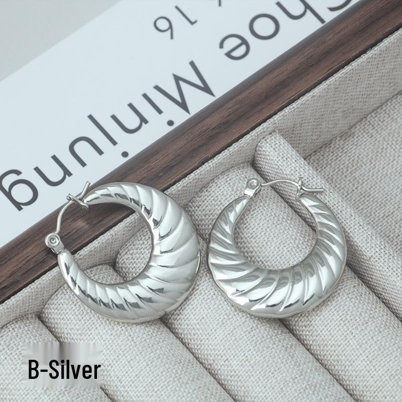 Versatile Titanium Steel Geometric U-Shaped Women's Earrings