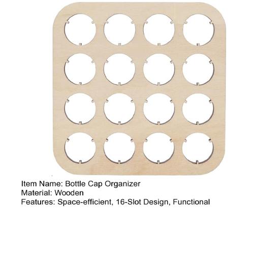 16-Slot Bottle Cap Organizer Wooden Beer Cap Display Stand Square Bottle Cap Coaster for Beer Cap Collection Home Decor Bar Display