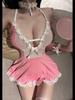 Seductive Plus Size Maid Lingerie Set: Sheer Lace Passion Suit with Women's Bag, Easy Removal