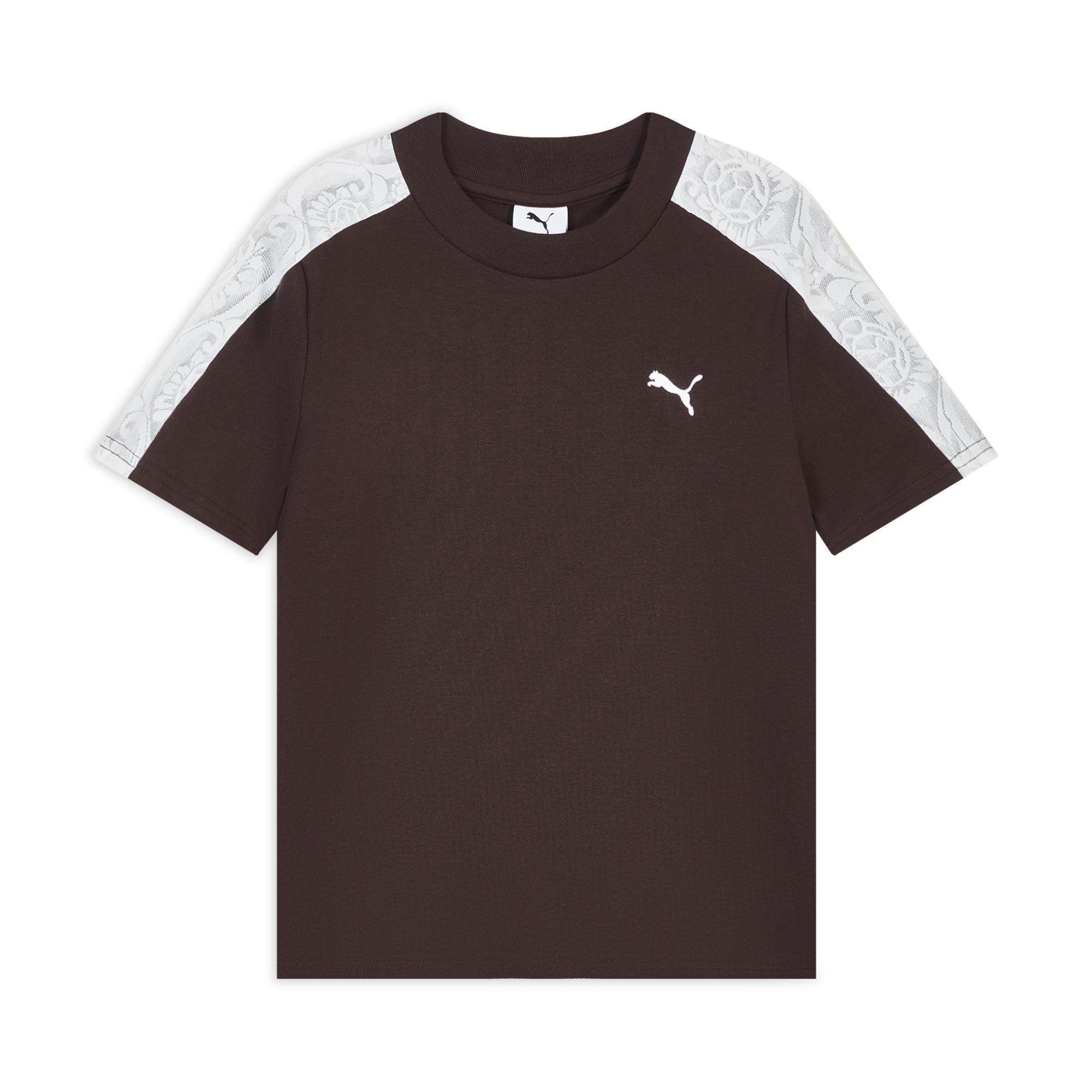 Puma Lace Panel Short Sleeve T7 Sports T-Shirt Women tops 638462-13 M